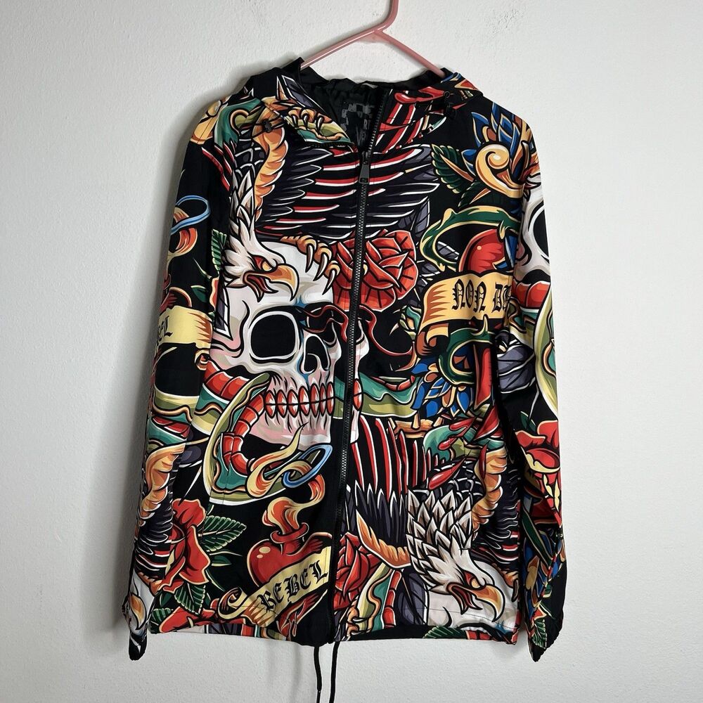 Rebel Vengeance Jacket Mens Large Tattoo Art Skull Eagle Size Large